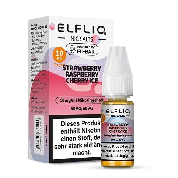 Elfbar Elfliq 10ml - Strawberry Raspberry Cherry Ice 10mg