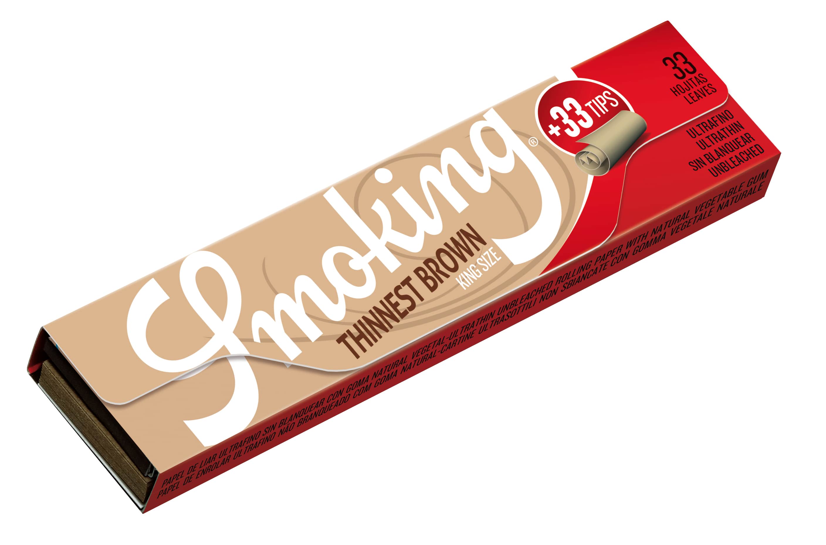 Smoking - King Size - Thinnest Brown 50 Hefte à 33 Blatt + Tips